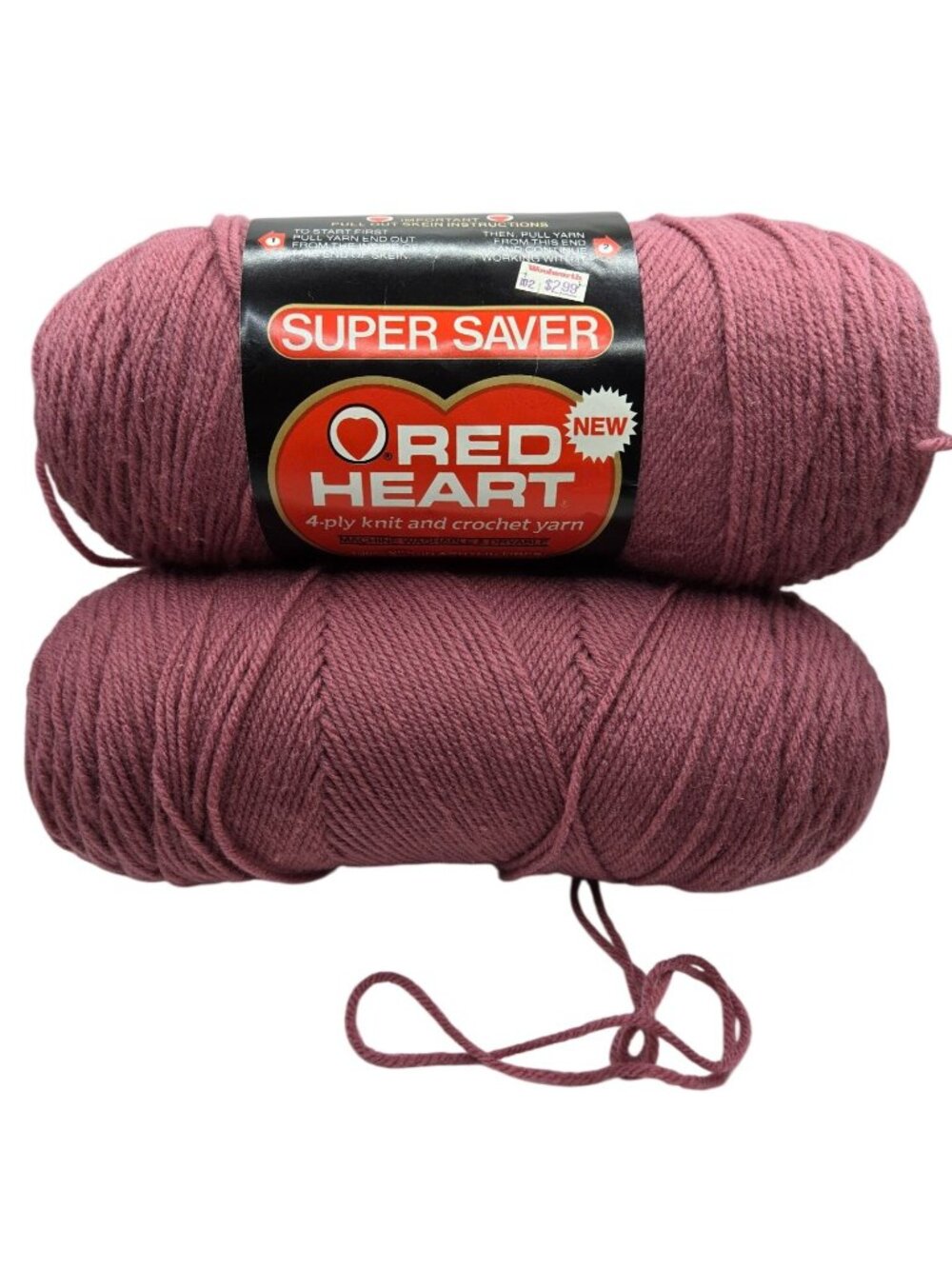 Vtg Red Heart Super Saver 4-Ply Knit & Crochet Yarn 8 Oz Country Rose No Dye Lot